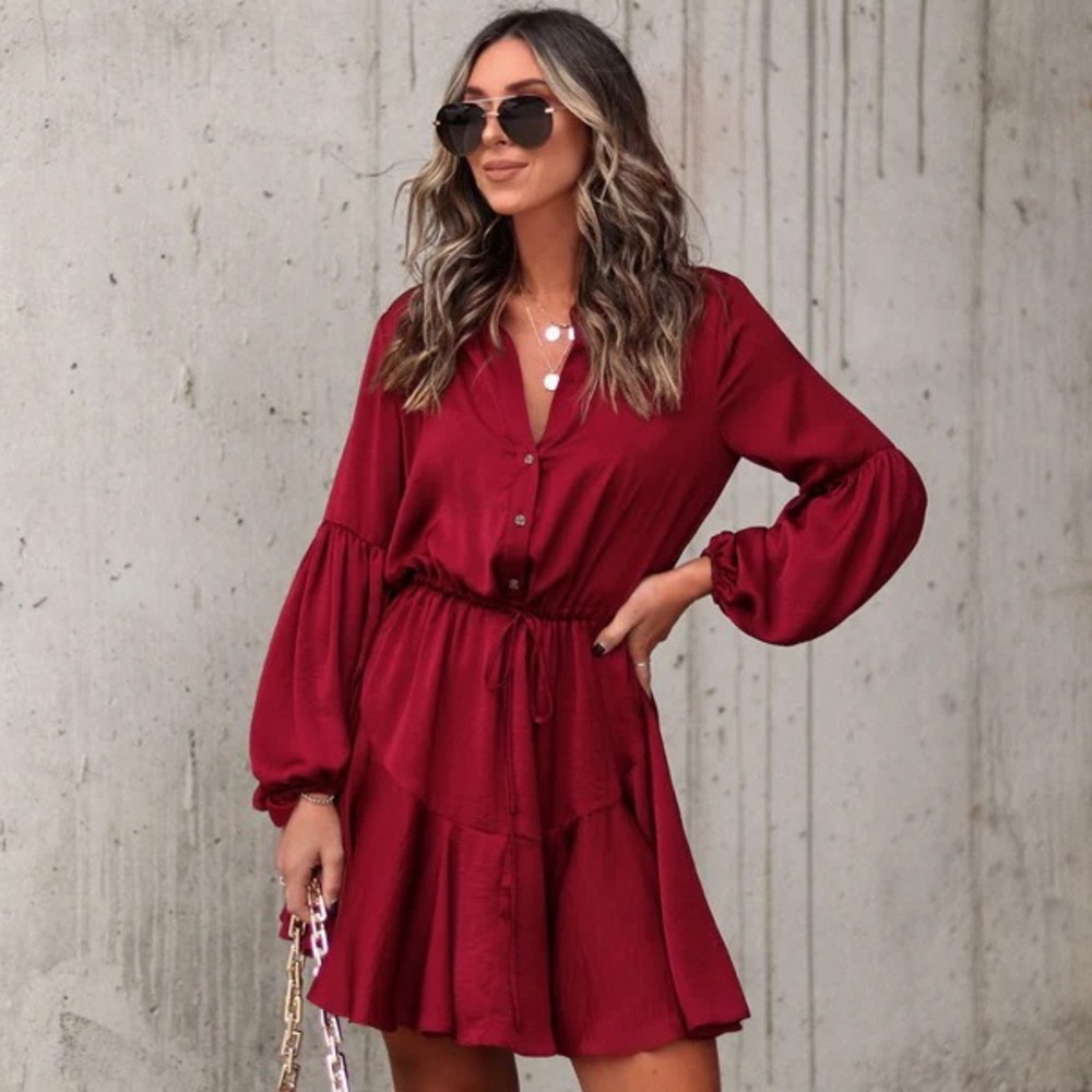 Vici Ruthie Satin Mini Dress in Wine